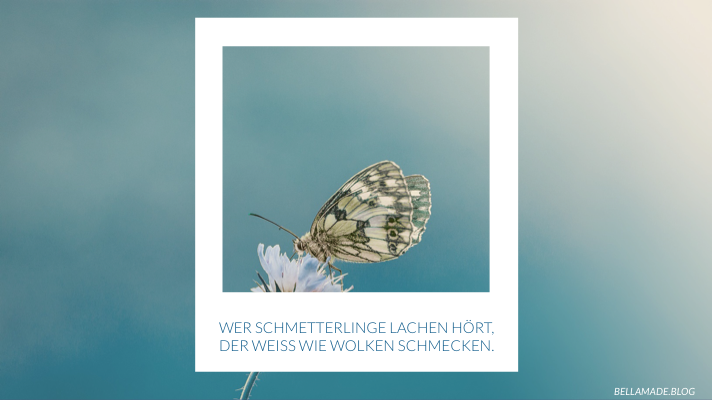 Wer Schmetterlinge lachen hört, der weiß wie Wolken schmecken.